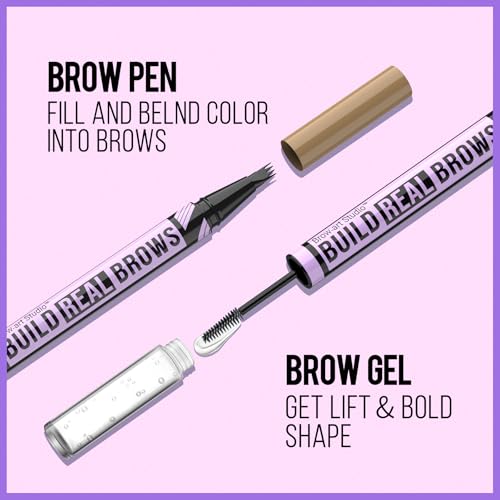 iMethod Eyebrow Pen and Eyebrow Gel - Eyebrow Pencils for Women with 4-Fork-Tip & Brow Gel Clear, Magical 2-in-1 Dual-Ended Brow Pen for Fuller-Looking Defined Brows, Stay All Day, Light Brown