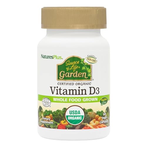 Natures Plus Source of Life Garden Vitamin D3-60 Vegan Capsules, Pack of 2 - Immune System Support - Certified Organic, Non-GMO, Gluten Free - 60 Total Servings