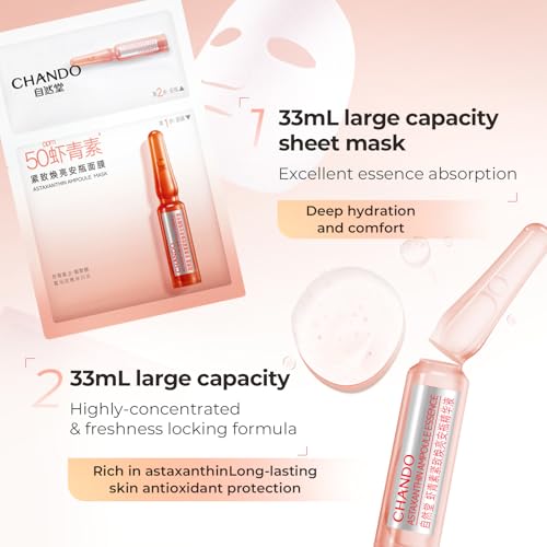 CHANDO Himalaya 2-Step Astaxanthin Firming Ampoule Mask (1.5ml+33mlx5PCS) - Firming & Radiance-Boosting with Astaxanthin for Wrinkle Reduction and Even Skin Tone