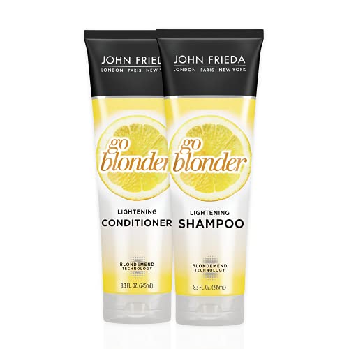 John Frieda Sheer Blonde Go Blonder Shampoo and Conditioner Set, 8.3 Ounce Gradual Lightening, In Shower Lightening Treatment, For Natural or Color-Treated Hair, with Citrus and Chamomile