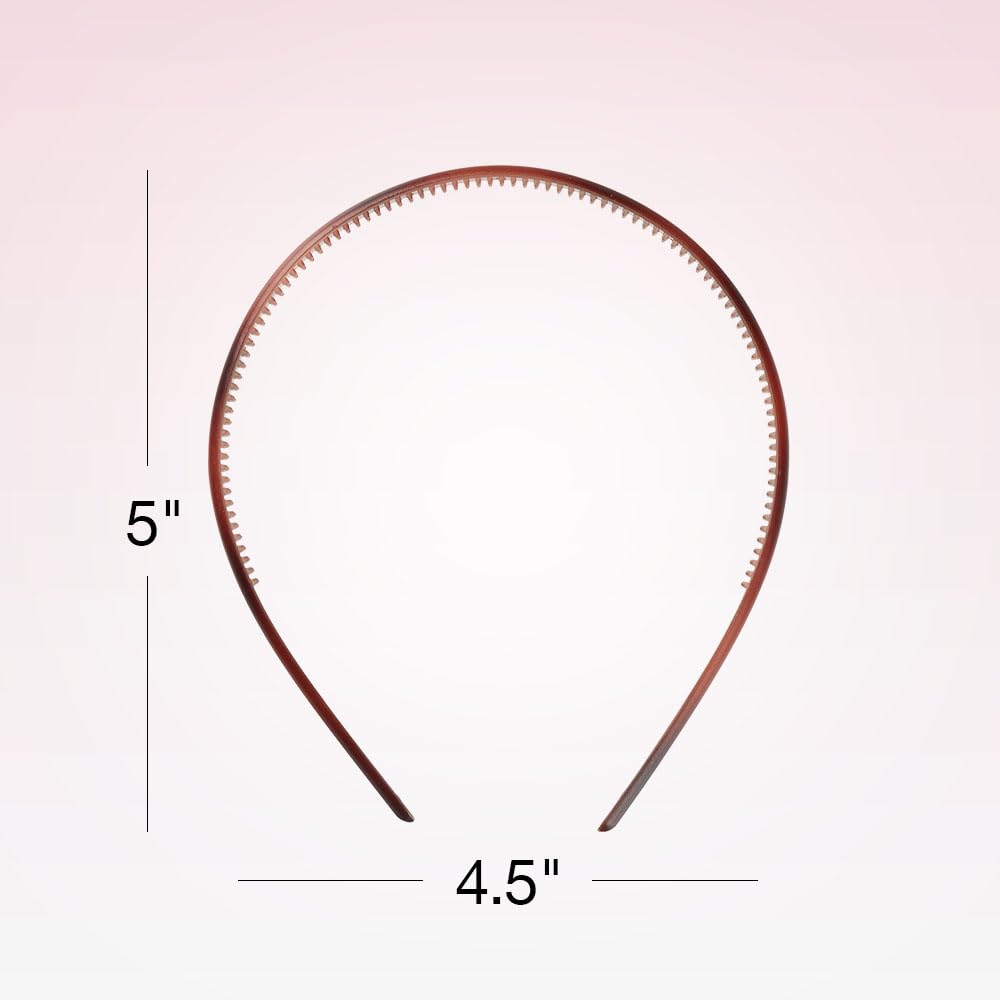 CONAIR Scunci Effortless Beauty Skinny headband -plastic Headbands for Women and Men - hair accessories for women - Assorted Tortoise - 4 Count