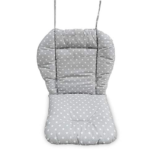 twoworld Baby High Chair Seat Cushion Liner Mat Pad Cover Resistant and High Chair Straps (5 Point Harness) 1 Suit (Fashion Gray)