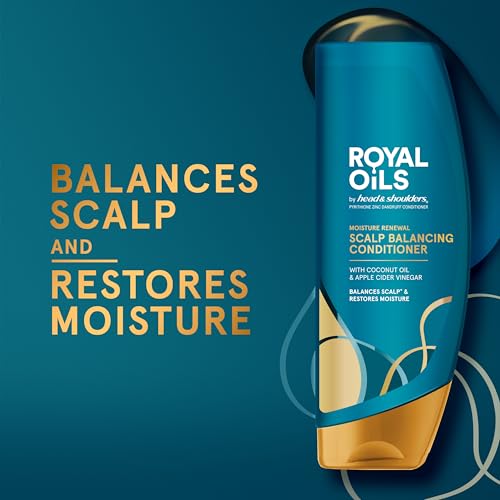 Head & Shoulders Conditioner, Moisture Renewal, Anti Dandruff Treatment and Scalp Care, Royal Oils Collection with Coconut Oil, for Natural and Curly Hair, 13.5 fl oz