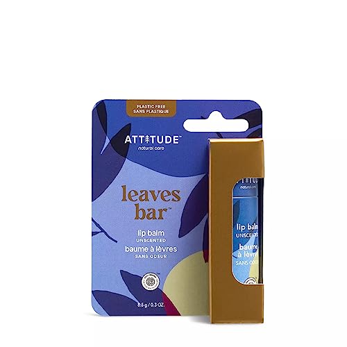 ATTITUDE Lip Balm, Natural Origin, Nourishes & Protects, Shea Butter, Coconut & Castor Oils, EWG Verified, For Dry Lips, Men and Women, Vegan, Unscented, 0.3 Oz