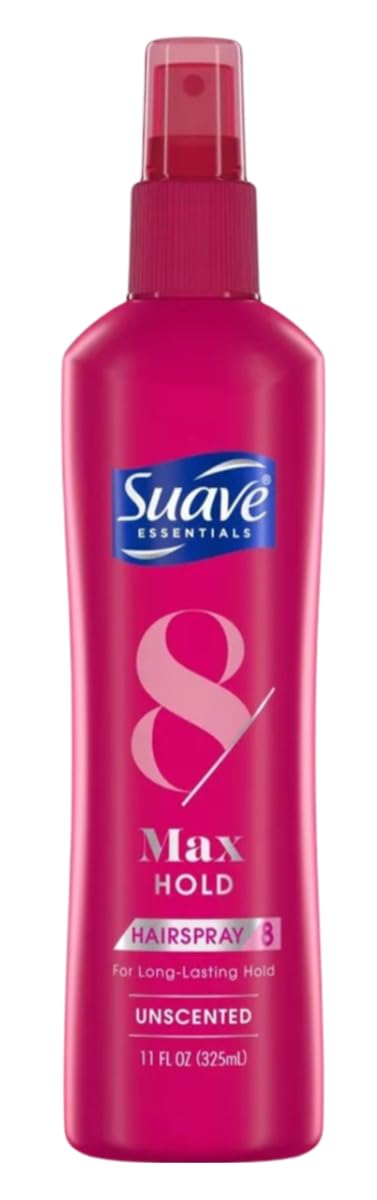 Suave Hairspray, Unscented, Max Hold 8, Non-Aerosol, 11 oz, 3 Pack