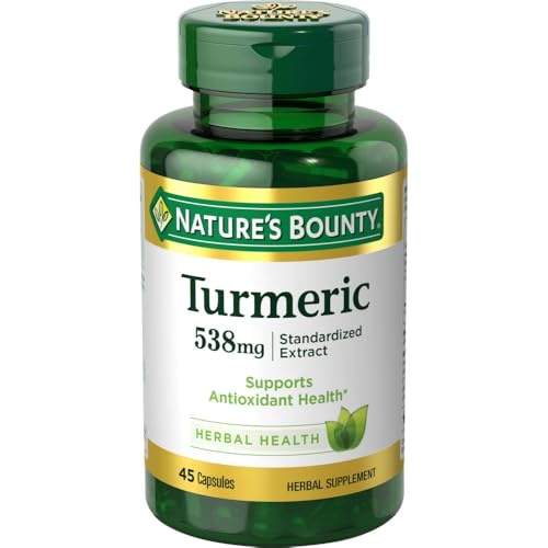 Nature's Bounty Turmeric Pills and Herbal Health Supplement, Supports, Antioxidant Health, 538mg, 45 Capsules