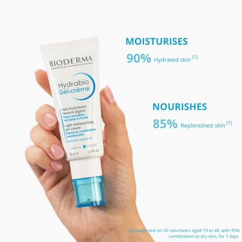 Bioderma Hydrabio Face Cream, Gel Cream Moisturizer, Provides Radiance, Lightweight Face Moisturizer for Normal to Combination Sensitive Skin, 1.33 Fl Oz (Pack of 1)