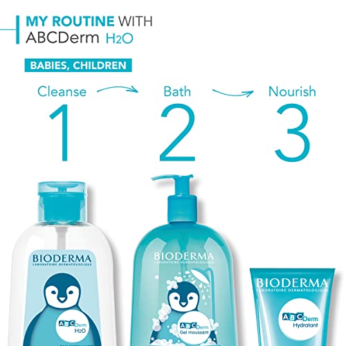 Bioderma ABCDerm Foaming Gel, Gentle Skin Cleanser and Moisturizing Body Wash for Babies and Children, 33.8 Fl Oz