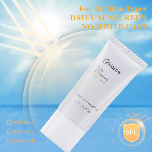 Daily UV Defense Sunscreen, SPF 50 PA++++,Organic Sunscreen,Hydrating,Soothing, No white-cast for All Skin Types|Nourishing Skin Protection and UV Defense(1PCS)