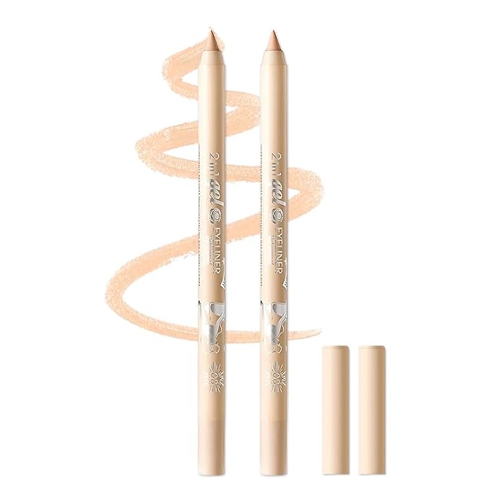 GHFCZOO 2pcs Sharpenable Gel Eyeliner Pencil, Waterproof Smudge-Proof Long Lasting Eye Liner Pen, Smooth Multi-Use Eye Makeup (03 Nude, 2pcs)