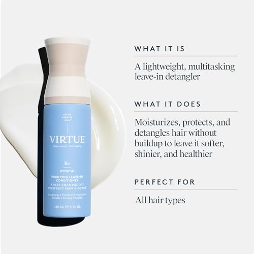 VIRTUE Purifying Leave-In Hair Conditioner Spray, Reduce Frizz and Split Ends, Detangles and Nourishes, Color Safe, 5 Fl Oz