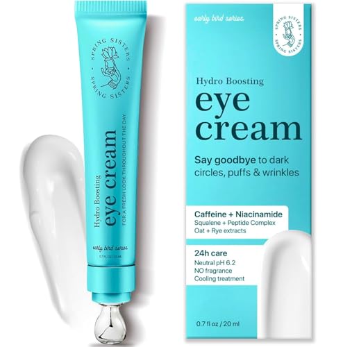 Under Eye Cream for Dark Circles and Puffiness - Caffeine Eye Cream Anti Aging Brightener With Niacinamide, Squalane, Peptide Complex, Korean Skin Care Formula - Massage Zinc Roller - Puffy Eyes