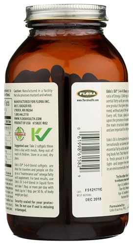 FLORA - Udo's Choice, Omega 369 Oil Blend, Vegetarian Capsules, 180 Count,61582