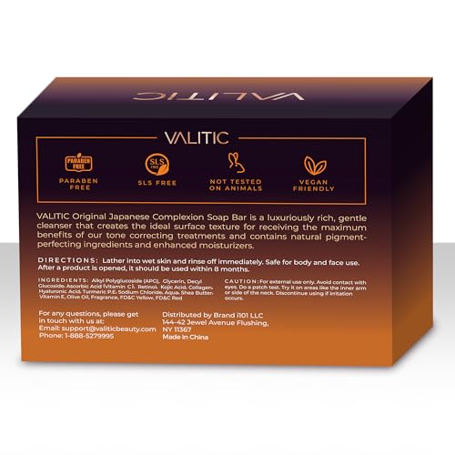 VALITIC Kojic Acid Dark Spot Remover Soap Bars with Vitamin C, Retinol, Collagen, Turmeric - Original Japanese Complex Infused with Hyaluronic Acid, Vitamin E, Shea Butter, Castile Olive Oil (3 Pack)