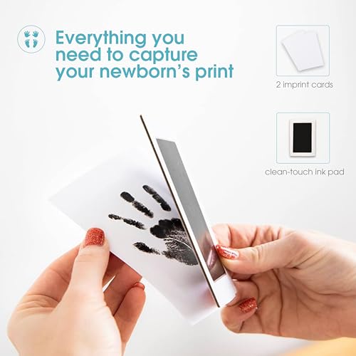 Pearhead Newborn Baby Handprint and Footprint Kit - No Mess Clean-Touch Ink Pad With Impression Cards, Safe for Skin, Perfect Keepsake for Family, Acid-Free, Black
