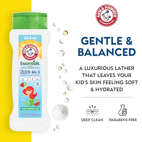 Arm & Hammer Essentials 3-in-1 Kids Watermelon Kiwi Shampoo, Conditioner and Non-Toxic Body Wash - 22.5oz