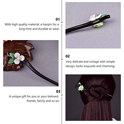 Lurrose Chinese Hair Stick Vintage Flower Hair Stick Japanese Wood Chopsticks for Women Girls Hair Styling