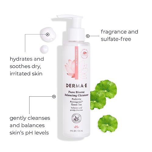 Derma E Pure Biome Balancing Cleanser- For Sensitive Skin Fragrance-Free, 6oz