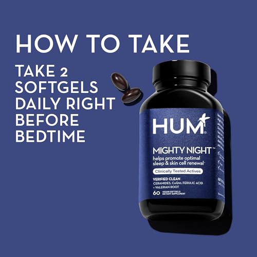 HUM Mighty Night - Nighttime Supplement for Skin + CoQ10 & Ferulic Acid to Promote Skin Cell Turnover - Overnight Beauty Vitamins for Women (60-Count)