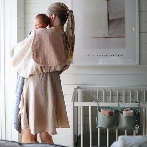 mushie Muslin Baby Burp Cloths | 100% Organic Cotton, Set of 2 (Natural/Fog)
