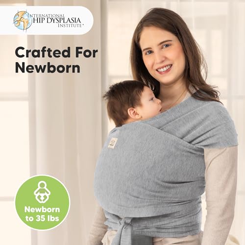 KeaBabies Baby Wrap Carrier - All in 1 Original Baby Carrier Newborn to Toddler Sling, Easy to Wear, Hands Free Bonding, Lightweight, Breathable Infant Wraps (Classic Gray)