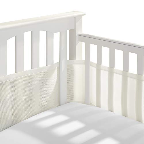 BreathableBaby Breathable Mesh Liner for Full-Size Cribs, Classic 3mm Mesh, Natural Ecru (Size 4FS Covers 3 or 4 Sides)