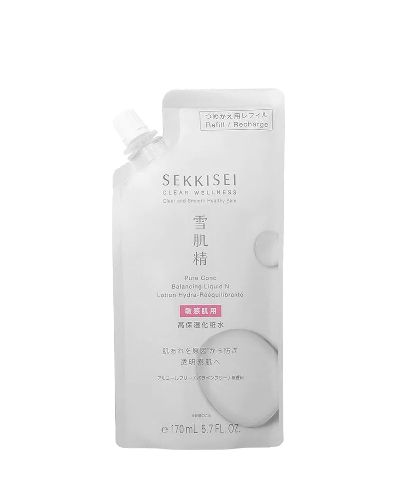 SEKKISEI Clear Wellness Balancing Liquid N Refill Pouch, Facial Toner & Moisturizing Water for Sensitive Skin, 5.7 Ounce