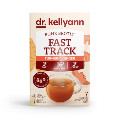 Dr. Kellyann Fast Track Bone Broth Packets (7 Servings) – 16g Protein, Grass-Fed Hydrolyzed Collagen, Keto & Paleo-Friendly, 1 Box