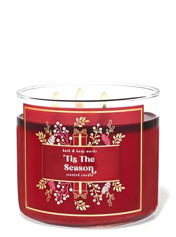 Bath & Body Works, White Barn 3-Wick Candle w/Essential Oils - 14.5 oz - 2021 Christmas Scents! (Tis The Season)