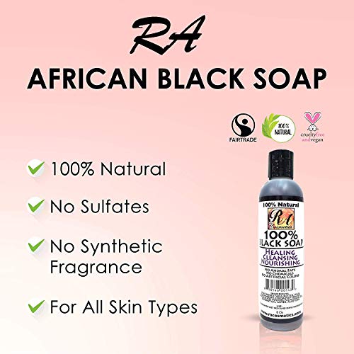 RA COSMETICS 100% African Liquid Natural Black Soap - 8 oz