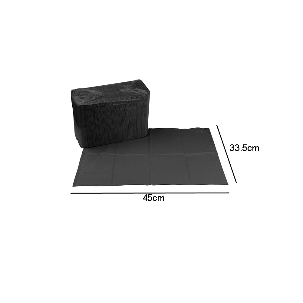 lasenersm 25 Pieces Disposable Tattoo Bibs 3 Ply Dental Bibs Patient Bibs Tattoo Table Covers Clean Pad Tattoo Tray Covers Tattoo Table Mat Tattoo Supplies(Black)