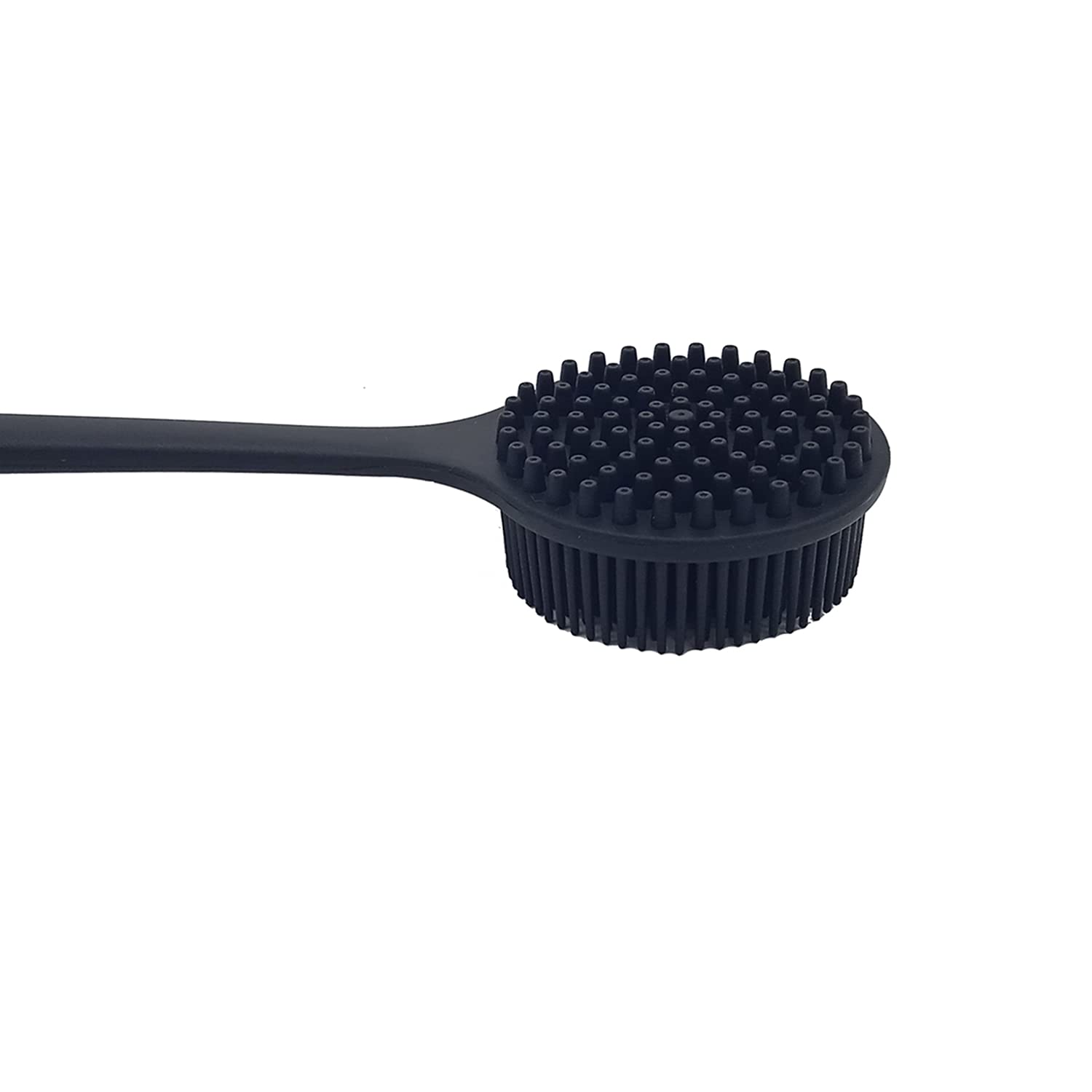 DNC Back Scrubber for Shower Soft Silicone Bath Body Brush with Long Handle, BPA-Free, Hypoallergenic (Black)