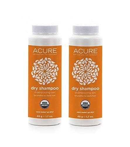 Acure Organics Dry Shampoo For Brunette to Dark Hair With Arrowroot, Rosemary and Peppermint, 1.7 oz (Pack of 2)
