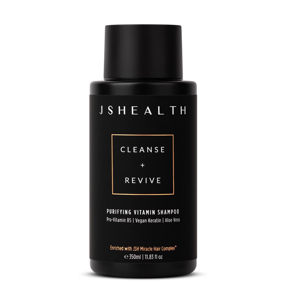JSHealth Purifying Keratin Shampoo - Cleansing & Reviving Natural Shampoo for Color Treated Hair, Curly Hair & Dry Hair - Vegan, Sulfate & Paraben Free Formula, 350ml