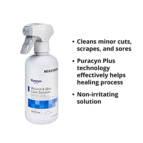 McKesson Puracyn Plus Wound Care Cleanser Spray, 16.9 oz [1 Count] First Aid Wash Solution for Minor Injuries, Cuts, Burns, Scrapes, Sores, Alcohol-Free