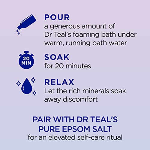 Dr Teal's Foaming Bath with Pure Epsom Salt, Sleep Blend with Melatonin, Lavender & Chamomile Essential Oils, 34 fl oz (Pack of 4)