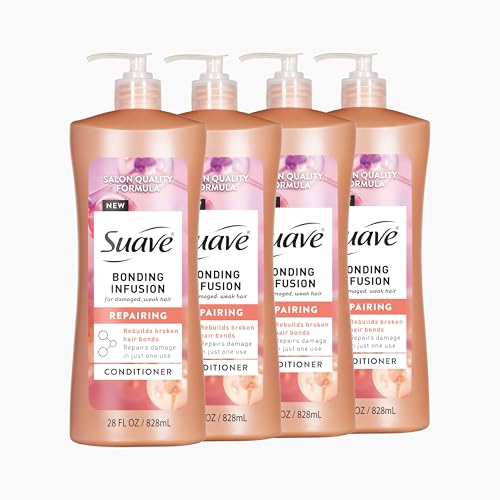 Suave Bonding Infusion Repairing Conditioner, Infused with Bonding Complex, Restorative for Weak or Damaged Hair, 28oz Pump, 4 Pack