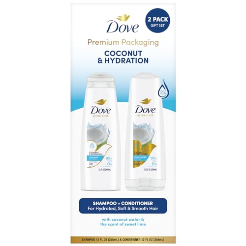 Dove Shampoo and Conditioner Set, Coconut & Hydration – Moisturizing Hair Products for Dry Hair, Coconut Water & Sweet Lime Scent, 12 Oz Ea