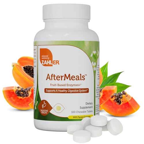 Zahler AfterMeals Digestive Enzymes for Digestion Health - Chewable Fruit-Based Digestive Enzymes for Women & Men with The Power of Papaya and Pineapple - Kosher Gluten Free Made in USA (100 Tablets)