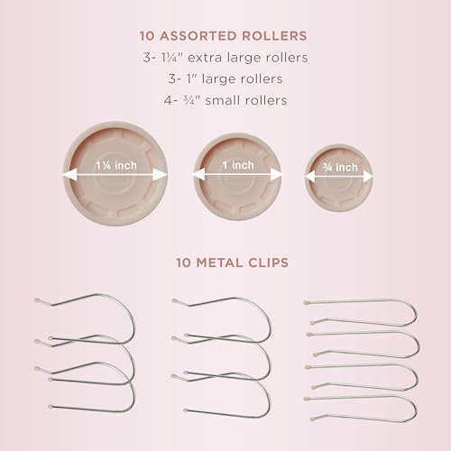 Conair Instant Heat Compact Hot Rollers for Long, Medium, and All Hair - Hair Curler - Hair Roller Clips Included - 1 1/4-inch, 1-inch, and 3/4-inch Rollers