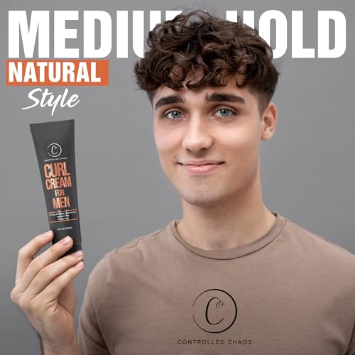 Controlled Chaos Curl Cream for Men - Hair Styling Cream For Wavy and Curly Hair With Shea Butter, Jojoba Oil, Coconut Oil, Add Smoothness, Anti-frizz, Sulfate-Free Curl Cream (3.4oz)