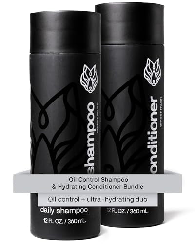 Black Wolf Mens Shampoo & Conditioner Set for Oily Hair - Oil Control Shampoo with Moisturizing & Deep Cleansing Formula - Conditioner for Soft & Silky Strands - Daily Hair Care for Men