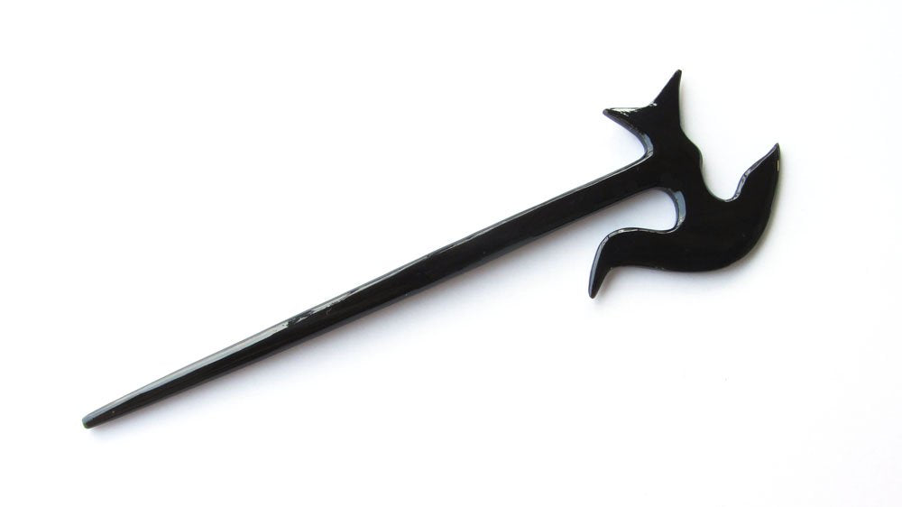 Marycrafts Black Battle Viking War Axe Buffalo Horn Hair Stick, Hairstick, Hair Pin, Hairpin, Hair Accessory, Hair Toy Handmade 7.8