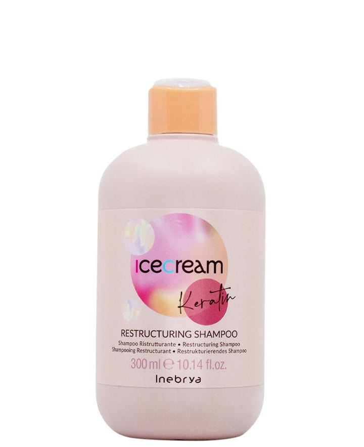 Inebrya Ice Cream Keratin Restructuring and Moisturizing Shampoo. Ideal for Dry and Damaged Hair. (10.14 oz.)