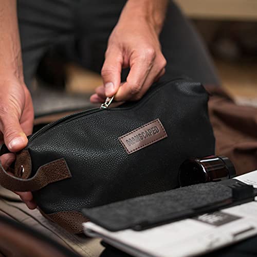 MANSCAPED® The Shed Men's Premium Quality Toiletry Bag, PU Leather Dopp Kit, Bathroom Travel Bag, Shaving Kit Case, Trimmer Bag