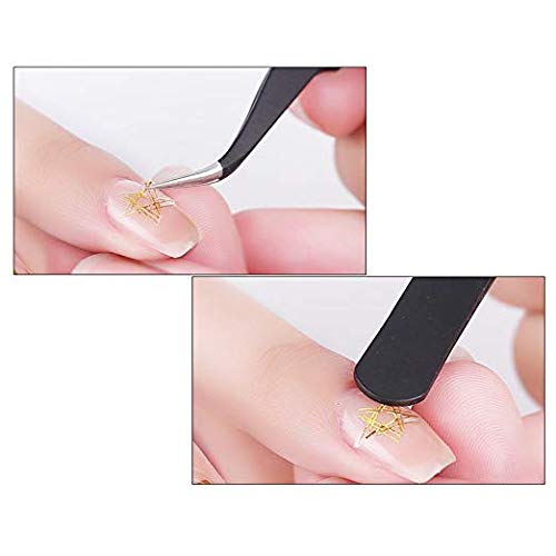 FEITA ESD Stainless Steel Tweezers Set Precision Hand Tools for False Lash,Eyelash Extensions,Nail Art,DIY Repair, Jewelry-making,Hobbies (ESD-14&15 2pcs)