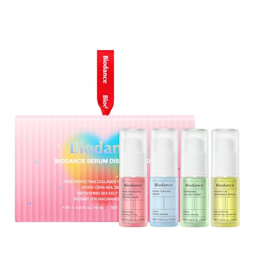 BIODANCE Serum Discovery Set: 4 Mini Serums Set, Holiday Christmas Gifts, Stocking Stuffers for teen girls, Korean Skincare with Collagen Peptide, Ceramide Panthenol, Sea Kelp, Vitamin C Niacinamide