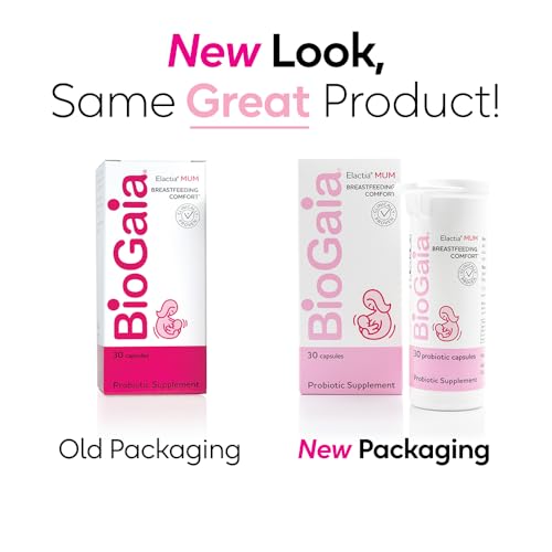 BioGaia Elactia Breastfeeding Probiotic | Lactation Supplements | Newborn Essentials and Probiotics for Both Mom & Baby | Daily Supplement for Healthy Lactation | 30 Count | Breastfeed Happy