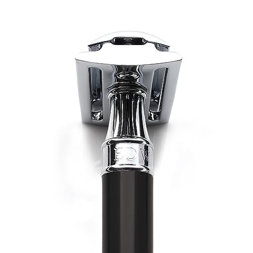 Edwin Jagger DE86 Classic Double Edge Manual Eco-Friendly and Reusable Safety Razor for Men and Women for Shaving Cream or Soap Fits All DE Razor Blades (Imitation Ebony)