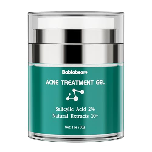 Bablabear 2% Salicylic Acid Acne Treatment Cream for Face Back/Butt/Body,Spot Treatment for Pimples,Face Blemishes,Blackheads,Oil Control,Ingredients are Natural,Suitable for Teenagers/Women/Men(30g)